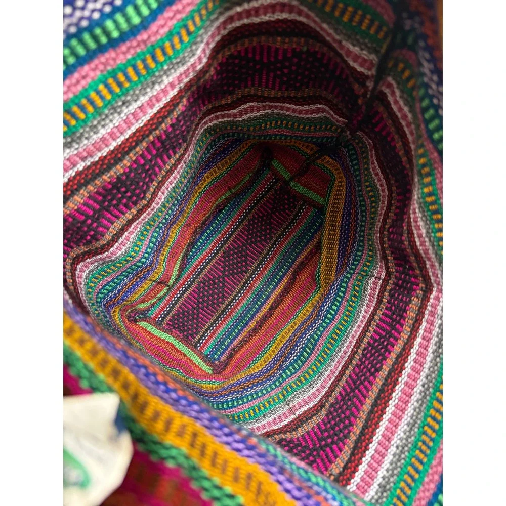 Artesanias MR Pinzon Woven Mexican‎ Backpack Multi Color Striped Boho Bag Emisa